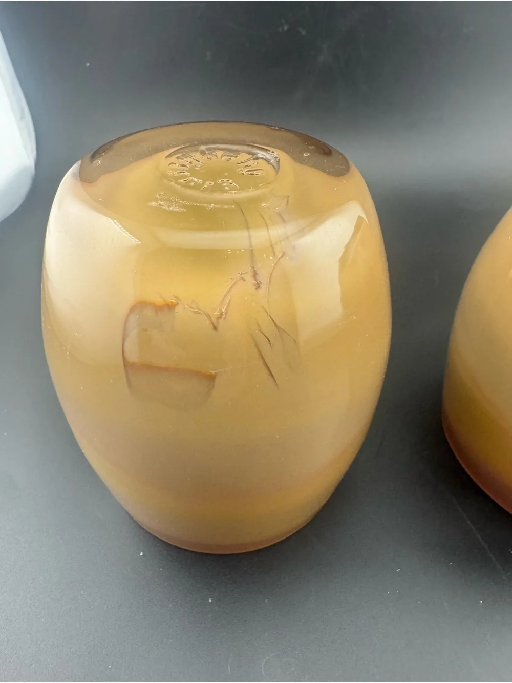 2 Glassybaby Candle Holders in a Tan Carmel Color
